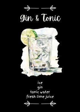 Gin &amp; Tonic Watercolor