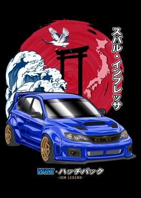 Blue Subaru Impreza WRX STi Hatchback