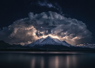 Lightning Storm Over Mountain