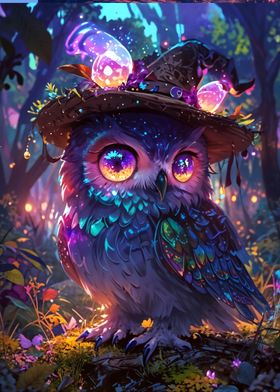 Magical Owl with Hat halloween