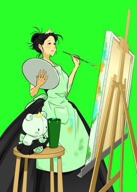 Painting in a Gown