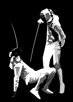 Fencing Match Silhouette