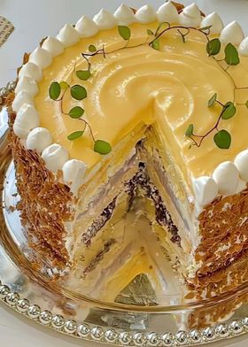 Layered Cake with Yellow Frosting