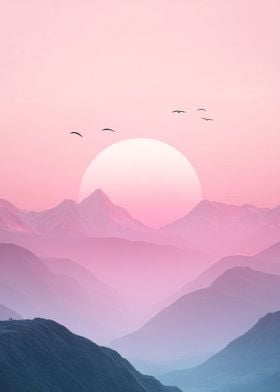 Pink Sunset Mountains