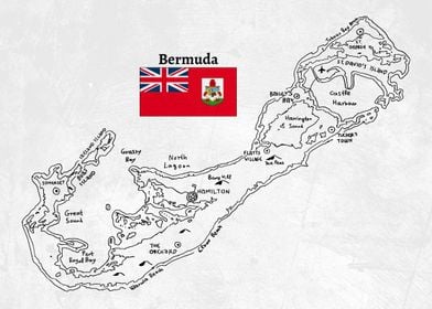 Hand drawn Map of Bermuda