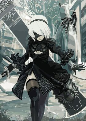 2B Nier Automata Anime Art