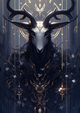 Dark Deer with Golden Accents