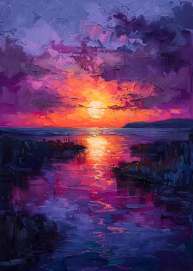 Sunset Seascape Painting