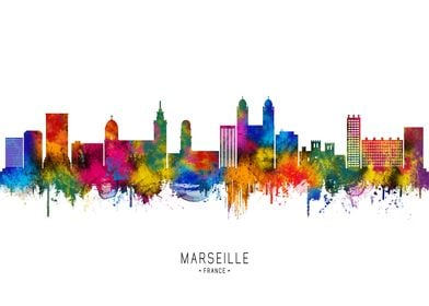 Marseille Skyline Watercolor