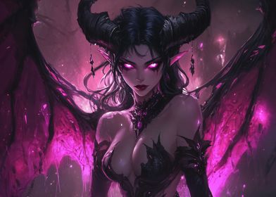 Demoness with pink wings