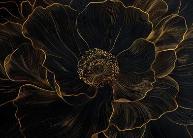 Golden Flower Abstract