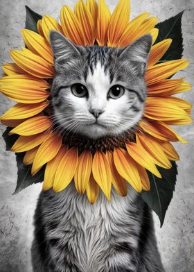 Cat in Sunflower