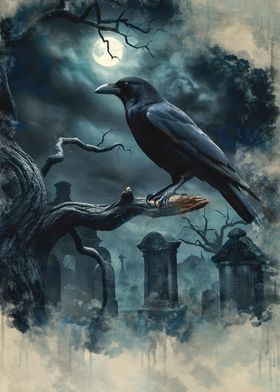 Raven in Graveyard