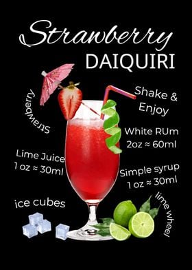 Strawberry Daiquiri Recipe Bar Art