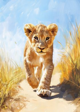 Lion Cub Walking