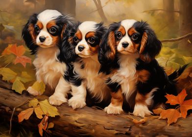 Three Cavalier King Charles Spaniels