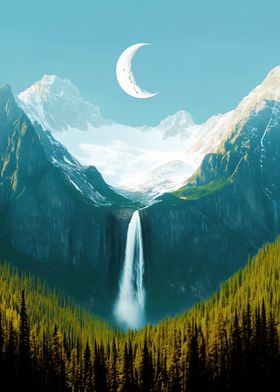 Mountain Waterfall Landscape