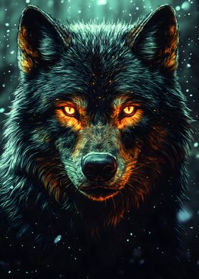 Fiery Wolf Portrait