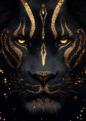 Black Panther with Gold Glitter