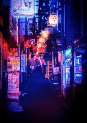 Japanese Alleyway at Night