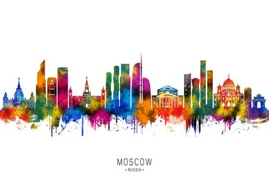 Moscow Skyline Watercolor