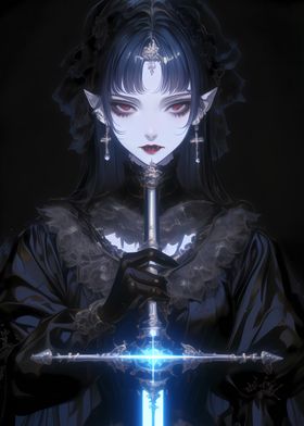 Dark Anime Girl with Sword