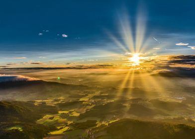 Golden Sunset Over Hills