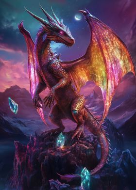 Dragon around the crystal