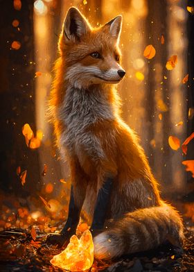 Fox in Autumn Forest