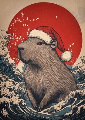 Capybara Christmas Wave