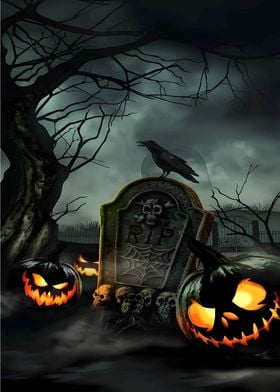 Halloween Graveyard Scene