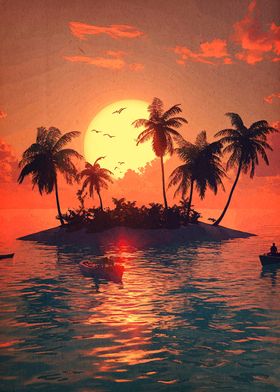 Tropical Sunset Island