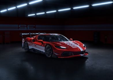 Red Race Car in Garage