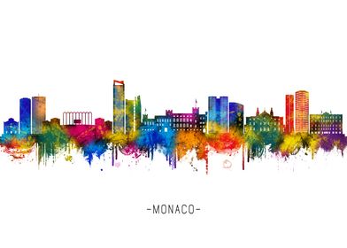 Monaco Skyline Watercolor