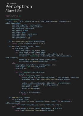 The Basic Perceptron Algorithm 