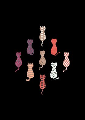 Colorful Cat Silhouettes