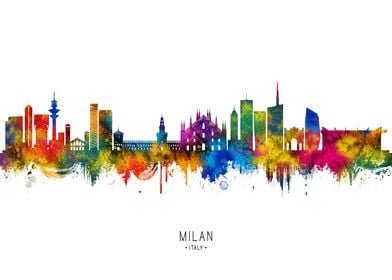 Milan Skyline Watercolor