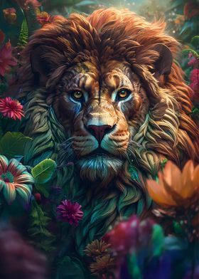 floral male lion