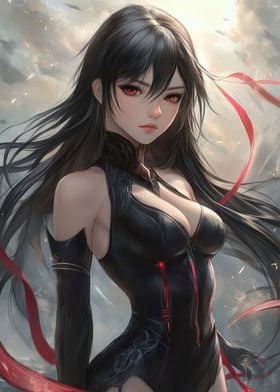 Anime Girl with Red Eyes