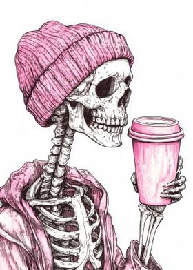 Skeleton with Coffee