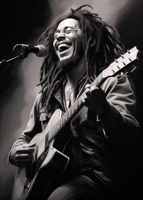 Bob Marley Guitar Portrait