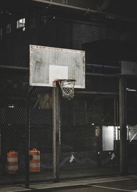 Basketball Hoop at Night