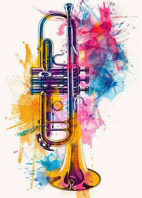 Trumpet Watercolor Art