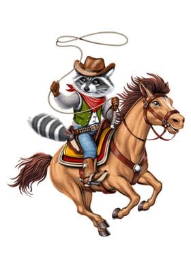 Raccoon Cowboy Rodeo