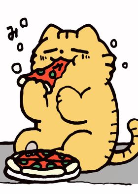 Cat Eating Pizza