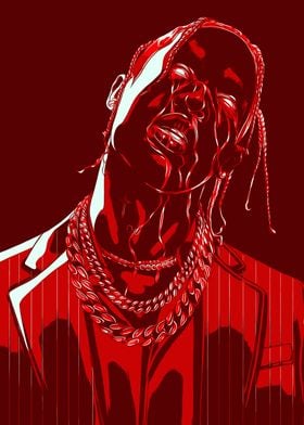 Travis Scott Red Portrait