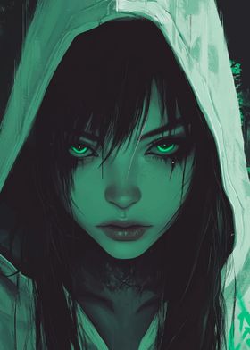 Green Eyed Woman in Hood