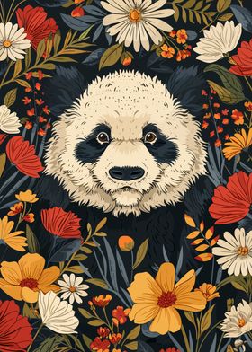 Panda in Flowers