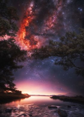 Milky Way Over Lake