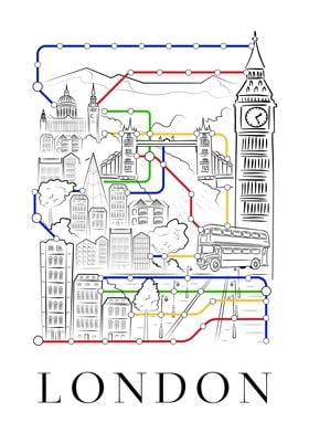 London Cityscape with Subway Lines